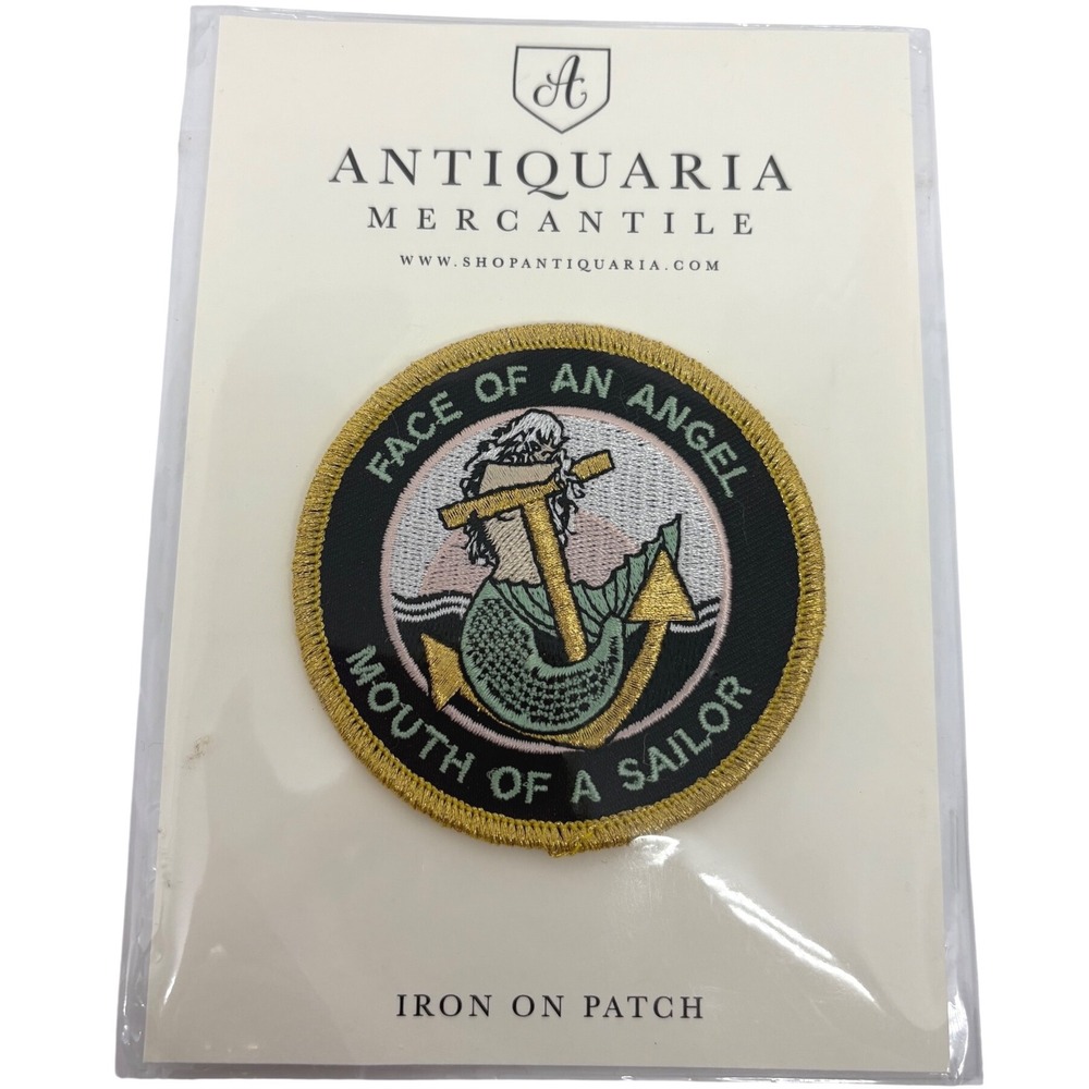 Antiquaria Mercantile Face of an Angel Mouth of a Sailor Mermaid Iron On‎ Patch
